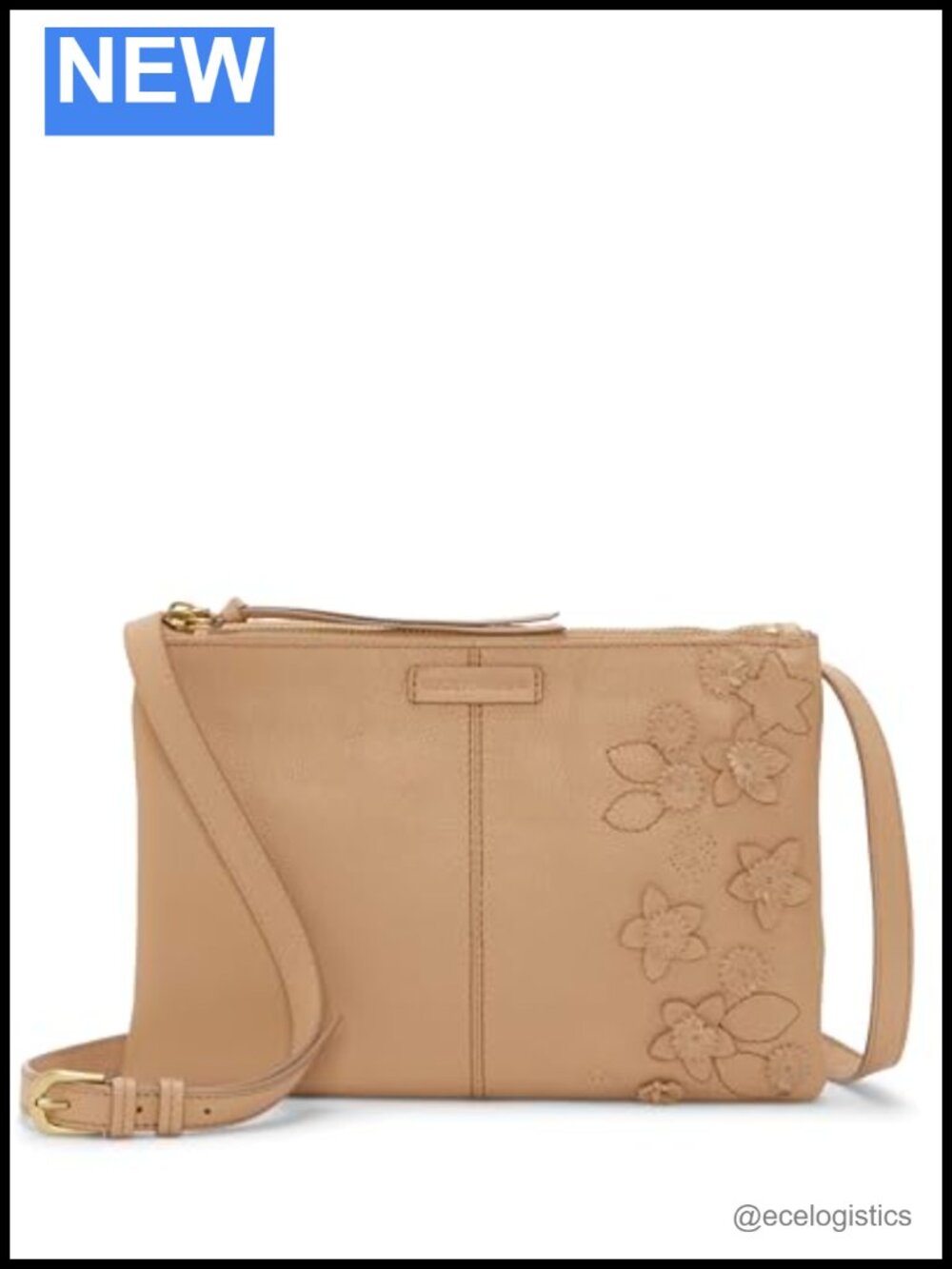 Lucky Brand Ruie Floral Crossbody Hobo Bag Leather 100% Leather Zipper